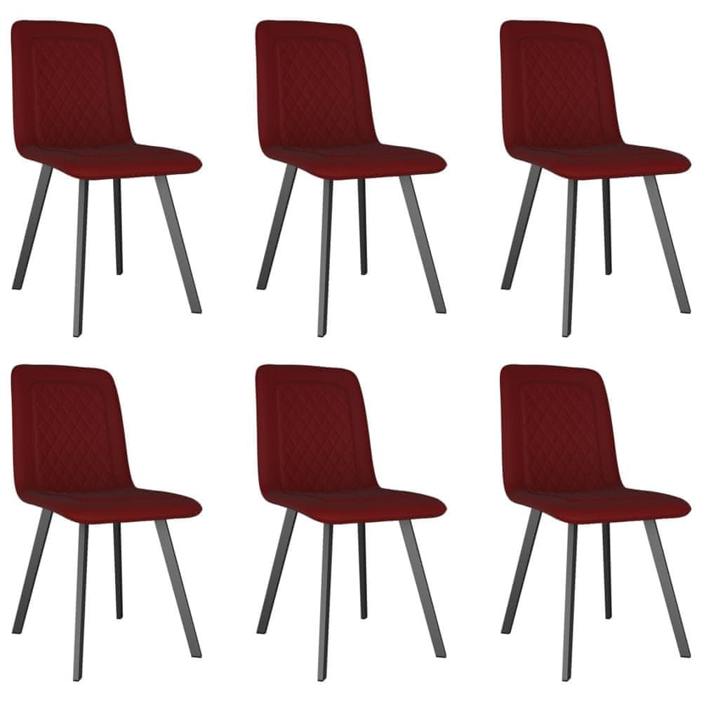 Petromila vidaXL Jedálenské stoličky 6 ks, červené, zamat